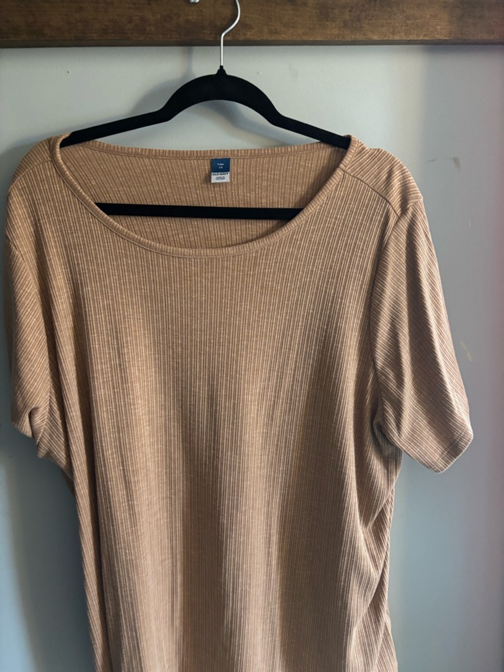 Old Navy Ribbed Scoop Neck Short Sleeve Top - Taupe